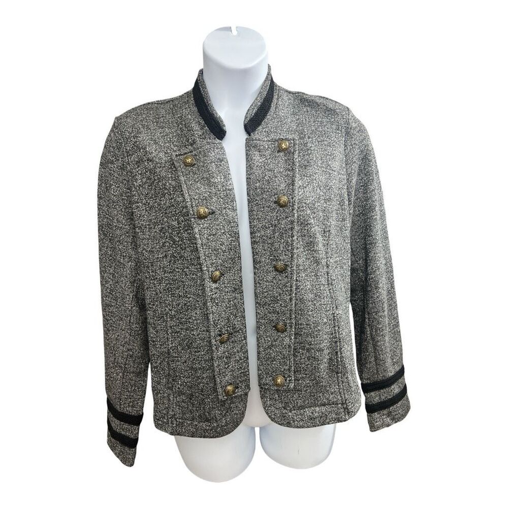 Tommy Hilfiger Grey Napoleon Military Jacket Women Size XL Open Blazer